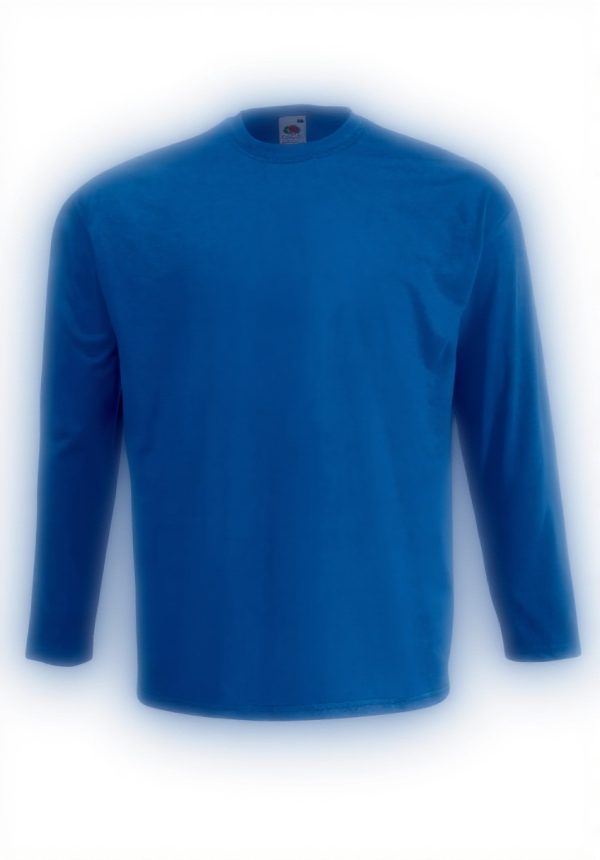 T-shirt homme Fruit of the Loom coton manches longues bleu