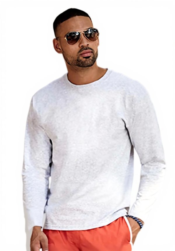 T-shirt homme Fruit of the Loom coton manches longues bleu
