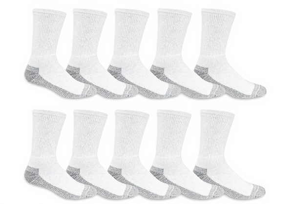 Fruit of the Loom Work Crew Socks 10-Pack Men White