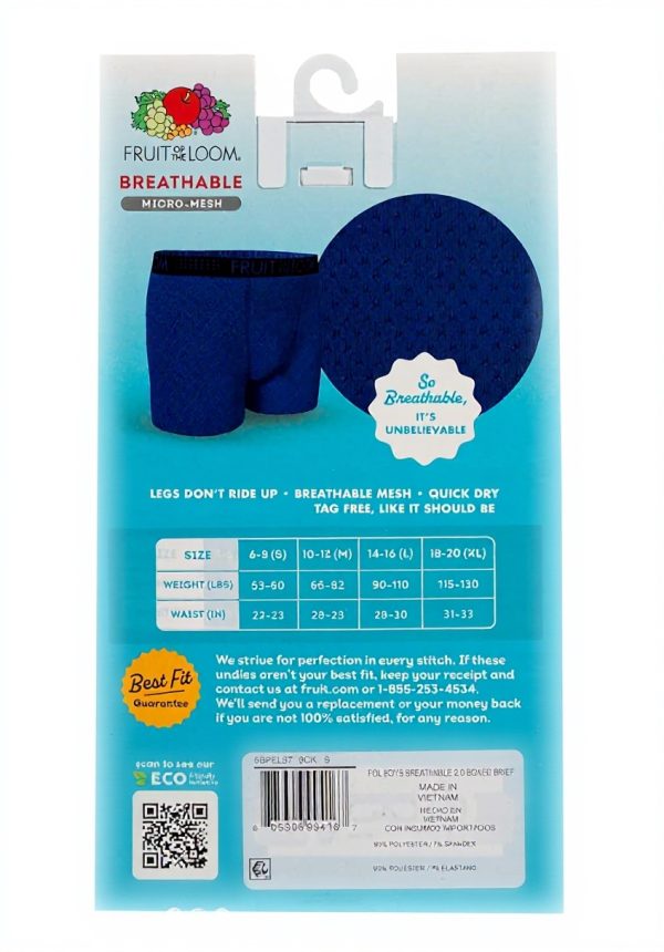 Boxers Garçon Fruit of the Loom Lot de 5 Micro Maille