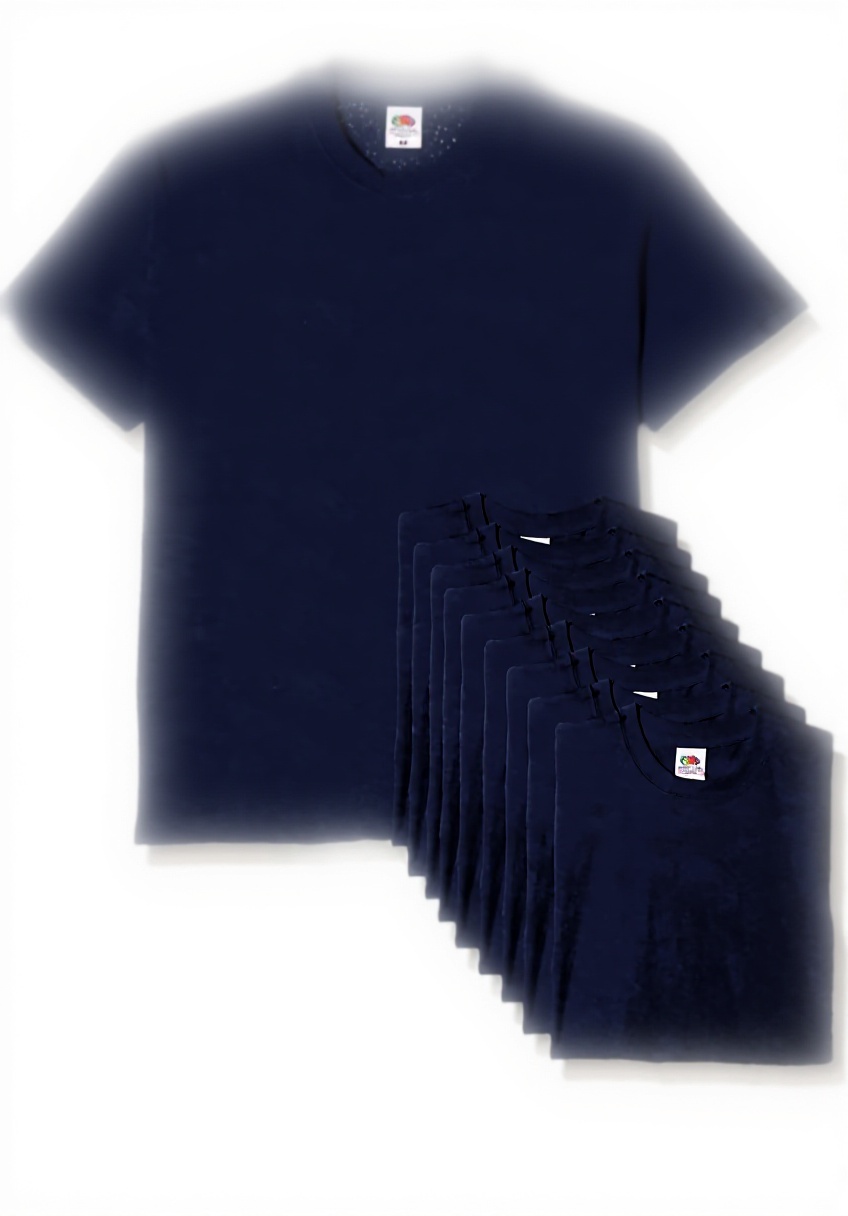 Lot de 10 t-shirts Fruit of the Loom pour homme, couleur navy, taille XXL, présenté à plat