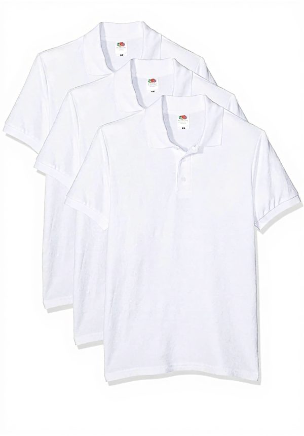 Polo homme Fruit of The Loom lot 3 blanc facile entretien