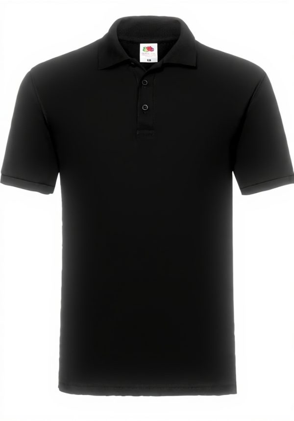 Fruit of the Loom Mens Polo Shirt Black Large Cotton