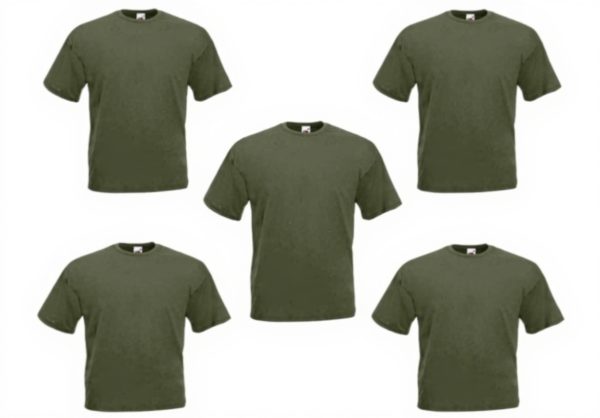 Fruit of the Loom Mens T-Shirts 5-Pack Valueweight Olive