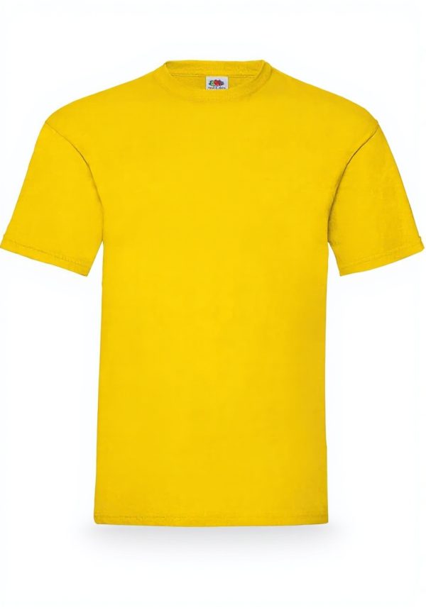 Fruit of the Loom T-Shirt Men Yellow Soft Cotton Short