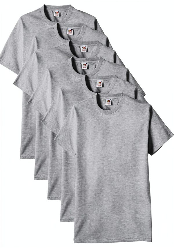 T-shirt homme Fruit of the Loom gris lot de 5 coton épais