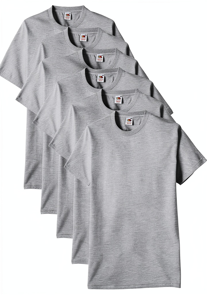 Lot de 5 t-shirts homme Fruit of the Loom en gris sur un fond neutre