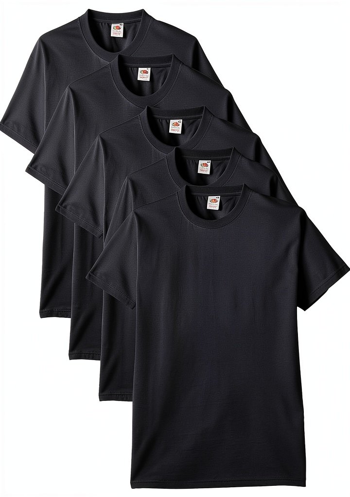 T-shirt Fruit of the Loom bleu marine porté par un homme en situation décontractée
