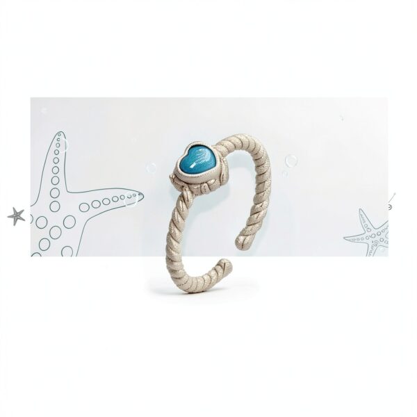 Bague Turquoise Synthétique Argent S925 Cadeau Femme Élégant-3