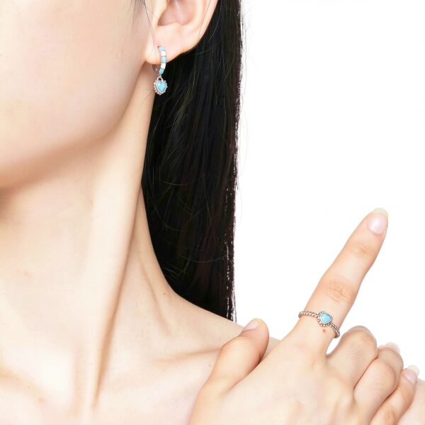 Bague turquoise argent S925 cadeau femme design élégant-1
