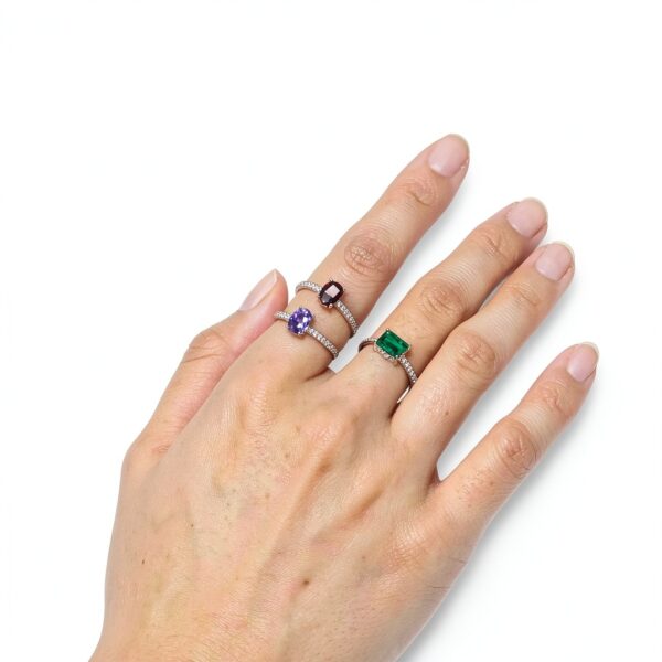 Bague Tanzanite Argent S925 Émeraude Synthétique Cadeau-2