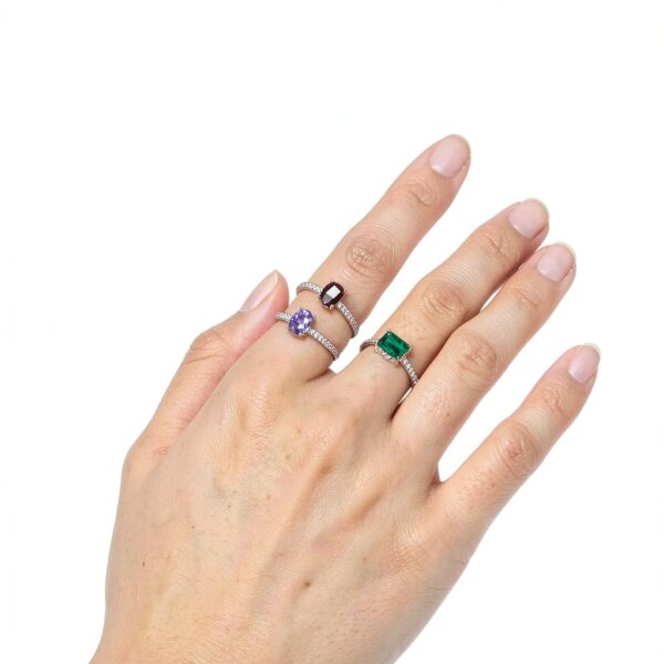 Bague tanzanite S925 émeraude synthétique cadeau femme-2