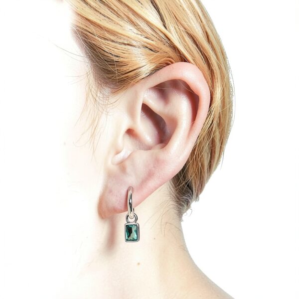 Boucles d'oreilles argent oxydé zircon vert cadeau élégant-2
