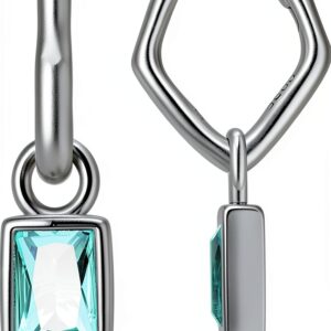 Boucles d'oreilles argent oxydé zircon vert cadeau élégant-0