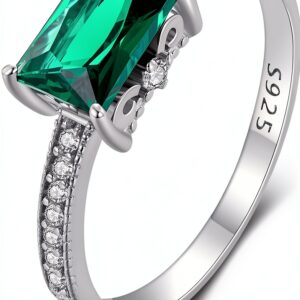 Bague Tanzanite Argent S925 Émeraude Synthétique Cadeau-0