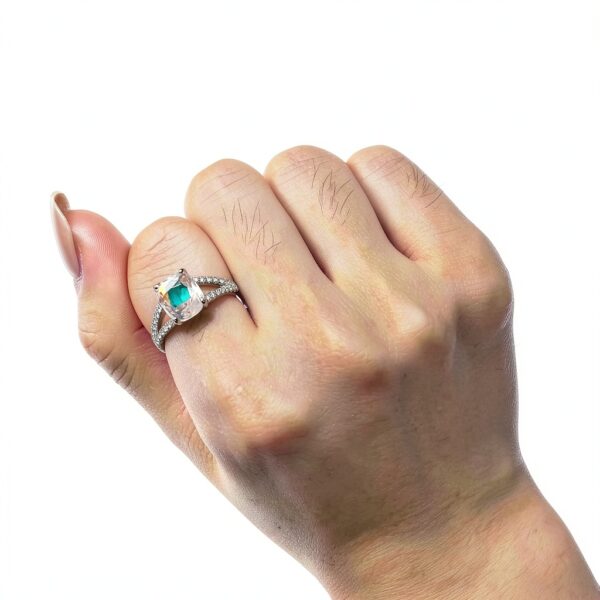 Bague pont arc en argent S925 Zircon brillant-2