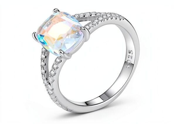 Bague pont arc en argent S925 Zircon brillant-5