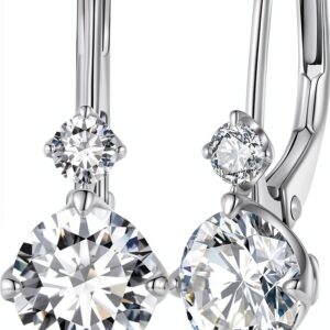 Moissanite Boucles S925 Plaqué Platine Design Chic-0