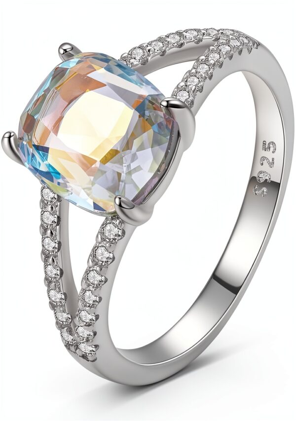 Bague pont arc en argent S925 Zircon brillant-0