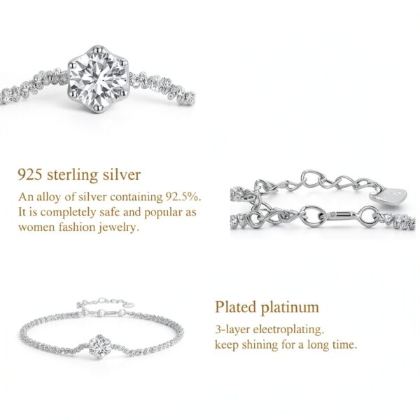 Bracelet Moissanite 1ct S925 Platine-2