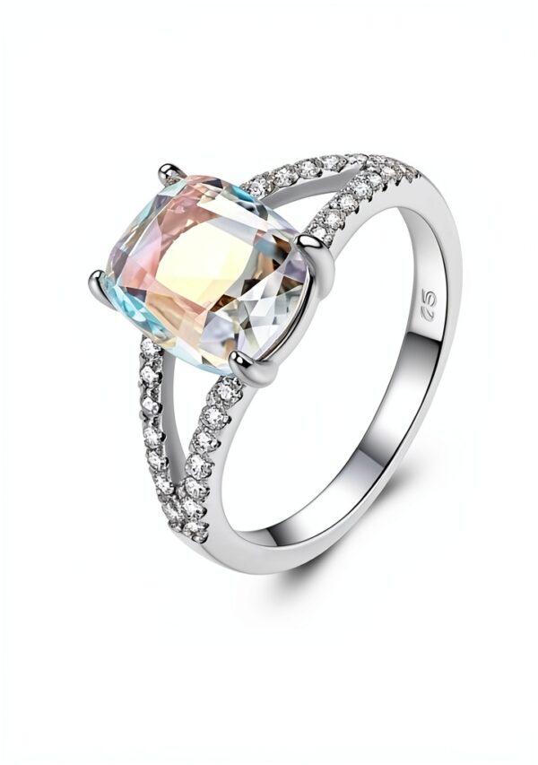 Bague pont arc en argent S925 Zircon brillant-3