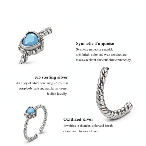 Bague S925 Turquoise synthétique Argent oxydé-2