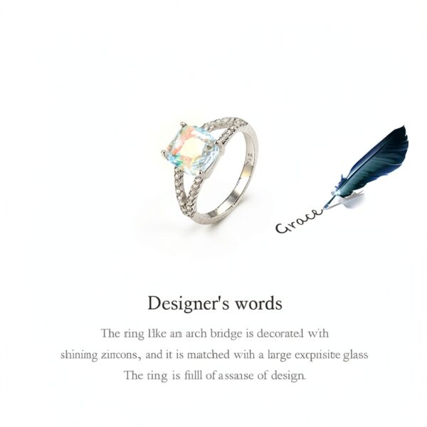 Bague pont arc en argent S925 Zircon brillant-4