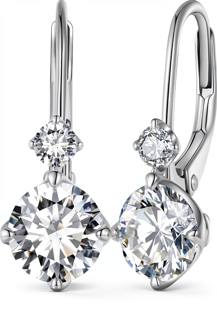 Boucles d'oreilles Moissanite S925 Platine