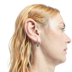 Boucles d'oreille Generic argent oxydé zircon vert 2.1 cm modèle A-0