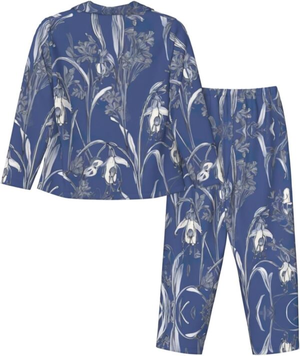 XTYGETY Bluebell Design 04 Imprimé Manches Longues Pantalon Pyjama pour Femmes Ensembles de Pyjama 2 Pièces Confortable Salon-1
