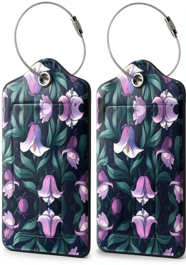 Bluebell Lot de 2 étiquettes de voyage en cuir PU pour configurer les étiquettes de bagage à main-0