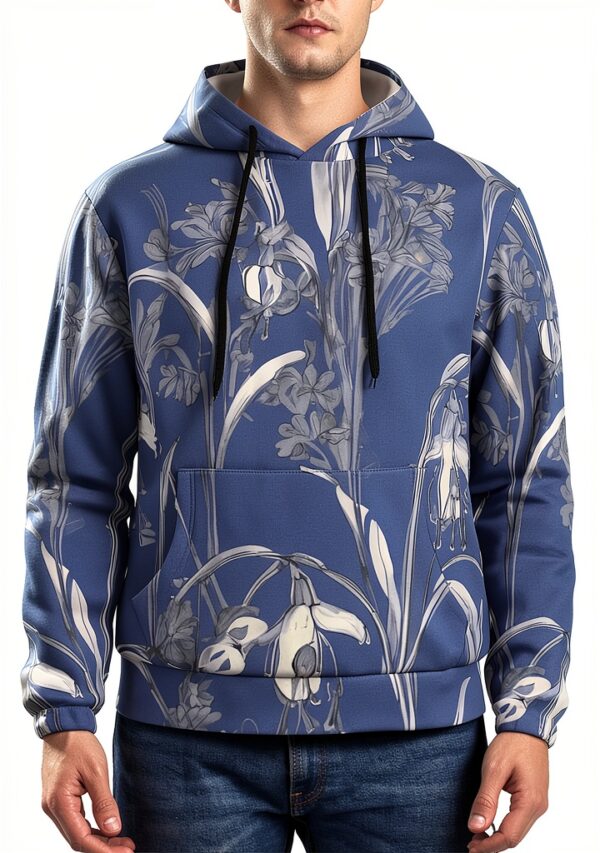 XTYGETY Bluebell Design 04 Sweat à capuche pour homme doux à capuche pour usage quotidien à la maison et en voyage-1