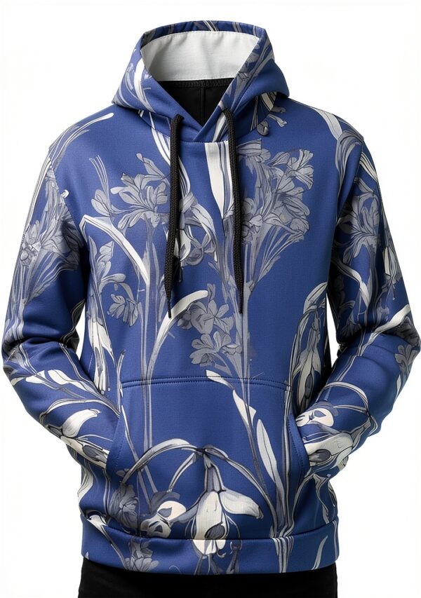 XTYGETY Bluebell Design 04 Sweat à capuche pour homme doux à capuche pour usage quotidien à la maison et en voyage-4