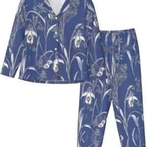 XTYGETY Bluebell Design 04 Imprimé Manches Longues Pantalon Pyjama pour Femmes Ensembles de Pyjama 2 Pièces Confortable Salon-0