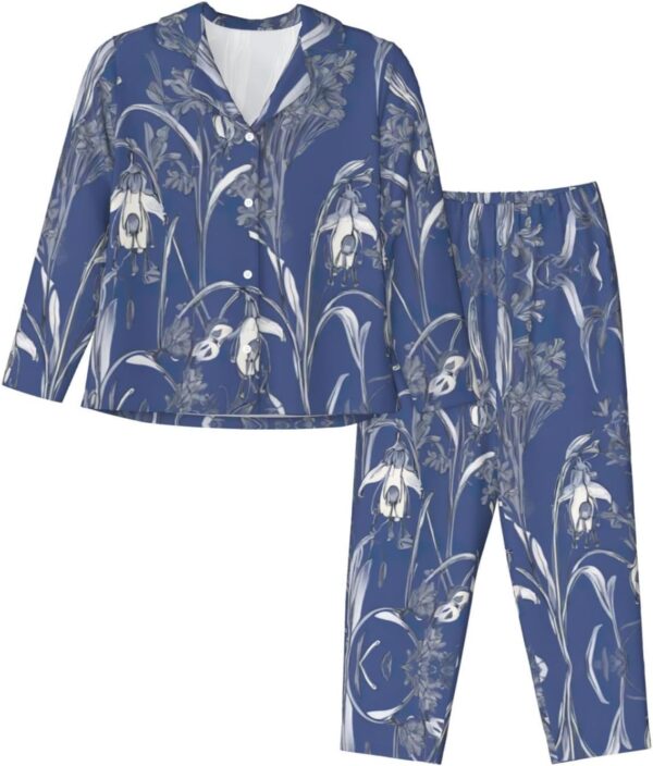 XTYGETY Bluebell Design 04 Imprimé Manches Longues Pantalon Pyjama pour Femmes Ensembles de Pyjama 2 Pièces Confortable Salon-0