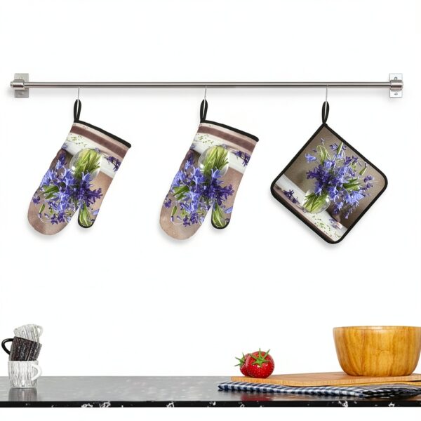 Gants de cuisine Bluebell Bouquet01 - Lot 3 pièces noir, thermique-5