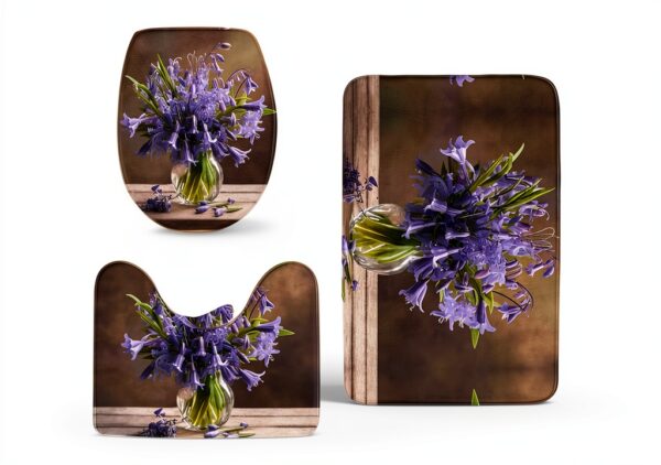 Tapis de salle de bain Bluebell Bouquet03, ensemble de 3 pièces en-1
