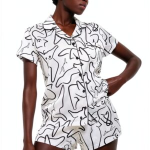Bluebella 41562 Emcee Ensemble t-shirt et short - Blanc/noir-0