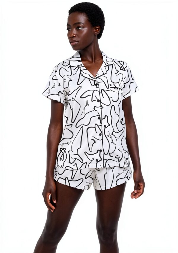 Bluebella 41562 Emcee Ensemble T-shirt et Short Blanc/Noir pour Femme-3