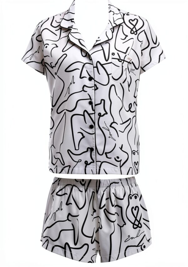 Bluebella 41562 Emcee Ensemble t-shirt et short - Blanc/noir-6